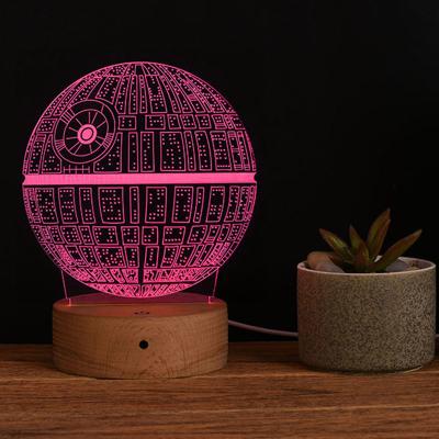 China Room Decoration 3D Desk Lamp Death Star Night Light For Gift Viewing Novelty 3D Optical Night Lights for sale