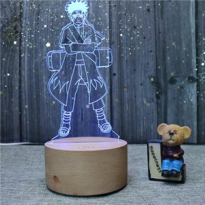 China Modern Anime 3D Sensor Lights Stereo Speaker Music Player Wooden Base Led Touch 7 Acrylic Night Lamp Colorful for sale