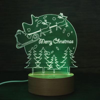 China Room Decoration Customized Holiday New Year High Quality Gift Engraved Custom Illusion LED Lamp Acrylic 3D Night Light For Bedroom for sale