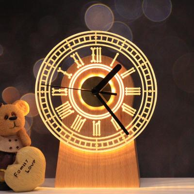 China Rooster LED acrylic lamp switch light switch desktop wooden base traditional rechargeable wooden lamp for sale