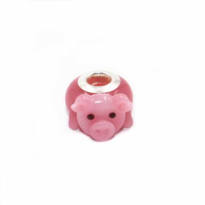 China Decoration Murano Lampwork Small Pig Animal Glass Beads for sale