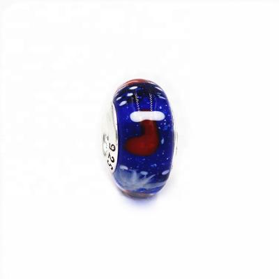 China Fashionable Round Blue European Murano Glass Bead Loose For Jewelry Making for sale