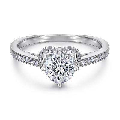 China TRENDY Fashion Simple 925 Sterling Silver Zircon Women's Heart Shape Wedding Diamond Ring for sale