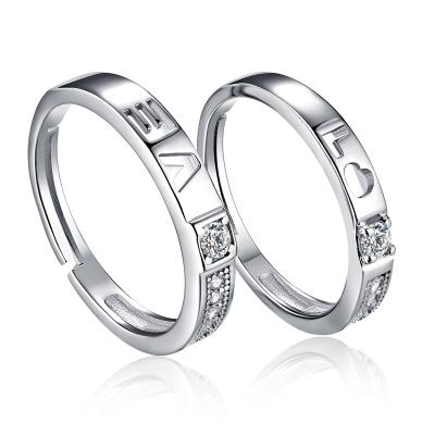 China 2021 Romantic Couples Rings With Names Wholesale Hot Selling Couples Rings Custom Name Adjustable Size Wedding Rings For Lover for sale