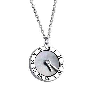 China Temperament Pendant 925 Sterling Silver Necklace Pendant Roman Numeral Clock Hand Pendant Fashion Romantic Vintage for sale