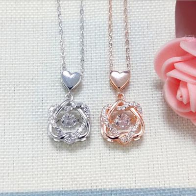 China High Quality Romantic Sterling Silver Pendant Womens Necklace Rose Gold Silver Heart Pendant Fashion Jewelry 925 for sale