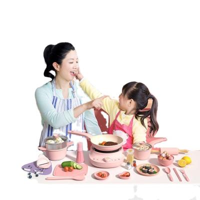 China Cooking Game Toys Girl Gift Real Cooking Set For Kids Cookware Set Cute Role Playing Toys For Children Medical Stone 21PCS/set for sale