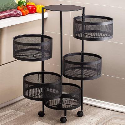 China Round Type Sun Dried Multifunctional Rotating Multilayer Sustainable Fruit Storage Kitchen Floor Plant Rack for sale