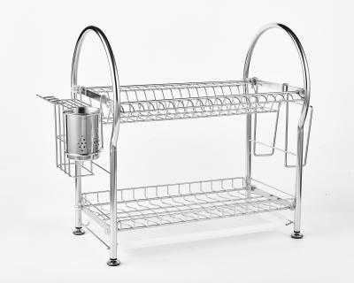 China Durable Durable Dish Drainer Rack 2 Tier Stainless Steel Kitchen Dish Rack Household Sundries for sale