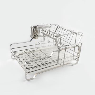 China Sustainable 2 Tier Modern Stainless Steel Kitchen Countertop Dish Rack Dish Rack Rack for sale