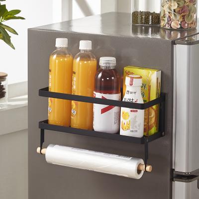 China Viable Single Row Fridge Magnetic Spice Rack Organizer with Paper Towel Holder Side Fridge Holder for sale