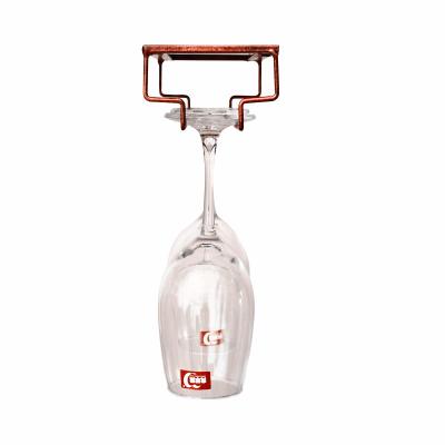 China Individual Metal Person Use 1Row Metal Under Cabinet Wine Glass Rack Hanging Holding 2 Pieces Wine Glass for sale