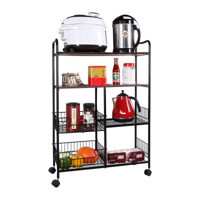 China Modern Home Storage Kitchen Organizers Foldable Trolley Cart Furniture for sale