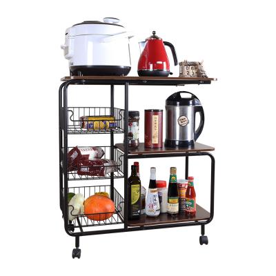 China MDF 3 Tier Metal Mesh Storage Baskets Kitchen Cart Organizer for sale