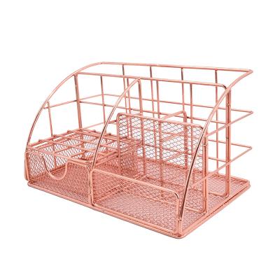 China Durable Rose Gold Desk Organizer with Pen Holder Pencil Holder Paper Organizer and Desk Drawer for sale