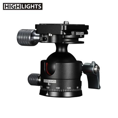 China Finest quality low center of gravity 46 mm base diameter aluminum tripod head with quick release plate for sale