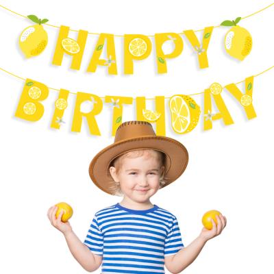 China Promotion BA216 Yellow Lemon Party Banner Happy Birthday Bunting Banner for sale