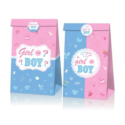 China LB097 Amazon Christmas Theme Gender Reveal Boy Girl Baby Shower Party Favor Paper Bag Sticker Set for sale