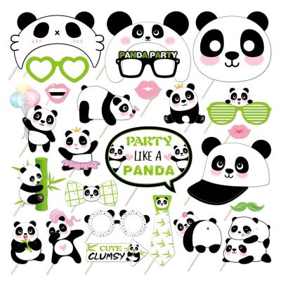 China PZ230 Eco-Friendly Disposable Huancai Panda Photo Booth Props Party Props Kit For Baby Shower Kids Birthday Party Supplies for sale