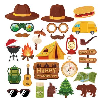 China Deep Content PZ231 Eco-Friendly Disposable Photo Booth Props Camping Picnic Party Props For Kids Birthday Party Supplies for sale