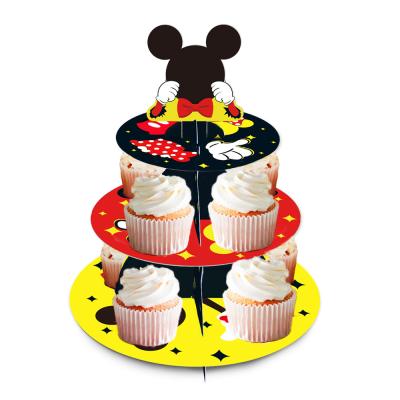 China Party Use DT013 Mickey Mouse Theme 3 Tier Cupcake Stands Birthday Party Decorations Cake Stand for sale