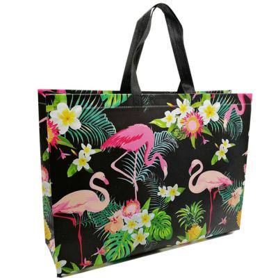 China Wholesale Custom Flamingos Eco Friendly Design Tote Non Woven Bag With Handle Promotional Reusable Shopping Bag Bag for sale