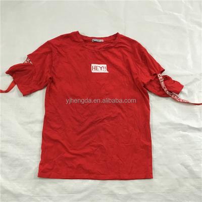 China Polyester/Cotton Used Cheap Lady Summer T-shirt Short Sleeves High Quality Used Tropical Women T-shirts Second Hand Clothes for sale