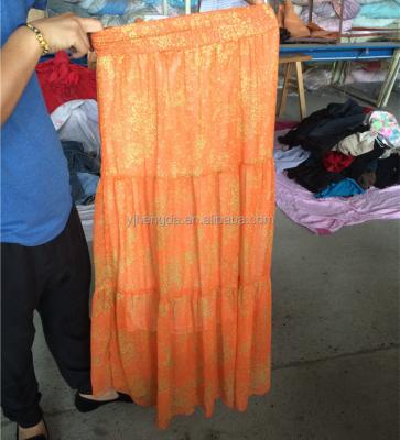 China Dubai skirt used clothes in balls lady summer fashion silk long skirt for sale