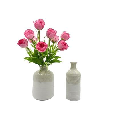 China 100% Handmade Nordic Bottle Art Porcelain Ceramic Flower 2 Vases Rustic Tabletop Vase Sets For Living Room Decoration for sale