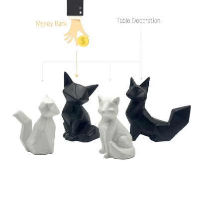 China 100% Handmade Geometric Fox Novelty Children's Home Gifts Multifunctional Ceramic Table Decorations and Money Savings Bank Decoration for sale