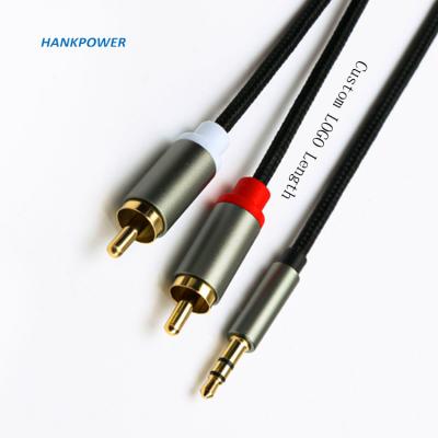 China Car Customize Gold Plating Available 2 RCA 3.5 Type AUX Cable. C 3.5mm Jack RCA audio for sale