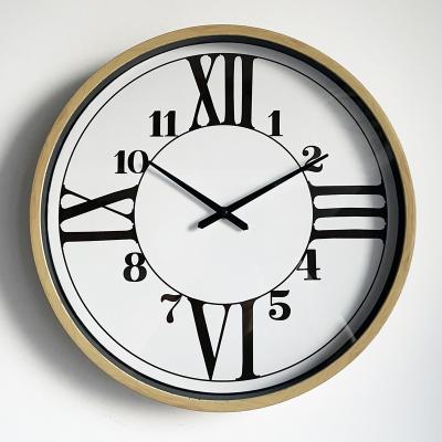 China Antique Style Creative Wall Clock Art Effect Frame Dial Design Wall Clock Decoration Wooden 14 Inch Wall Clock for sale