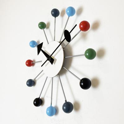 China Antique Style 12 Inch Metal Wall Clock Ball Colorful Creative Wall Hanging Decorative Wall Clock For Home Decoration for sale