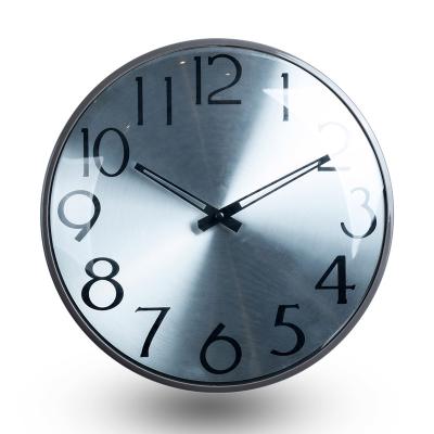 China 14 Inch Dial Fashion Modern Aluminum Digital Style Arched Glass Wall Clock for sale