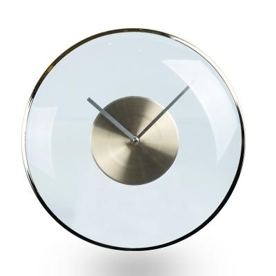 China Aluminum Hands 12 Inch Elegant Abstract Wall Clock Dome Glass Transparent Wall Clock for sale