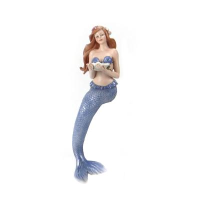 China Princess Mermaid Resin Statue Art Ornament Sculpture (Blue) Home Decor Tabletop Statues 10.6