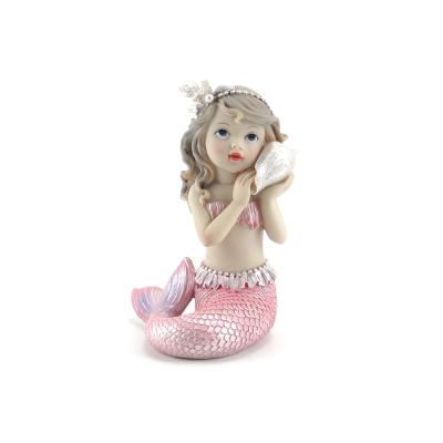 China Micro Resin Statue Ornaments Home Cute Pink Garden Tabletop Small Mermaid Statues Decor Landscape Decoration Small for sale