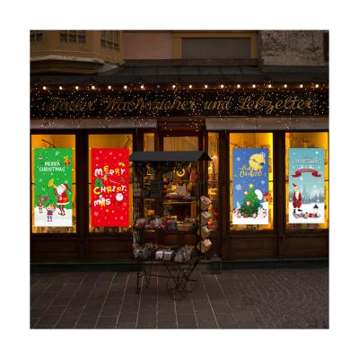 China Custom Christamas Home Decoration New Design Christmas Ornament Banners Shop Window Decoration Christmas Flag for sale