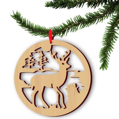 China Elk Model Elk Pattern Christmas Tree Ornaments Wood Ornaments Material DIY Christmas Decor Supplies for sale