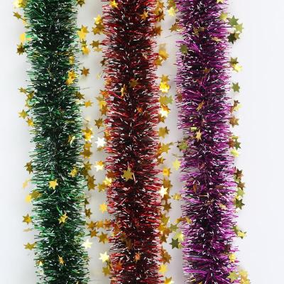 China Cheap Solid Shiny Tinsel Garland Pvc Decorations Christmas Party New Year Christmas Braid for sale