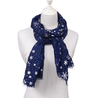 China Lightweight Gray Navy Color Shawl Wrap Women Scarves Christmas Snowflake Scarf Hijab Cotton Fashion Winter Black Echarp for sale