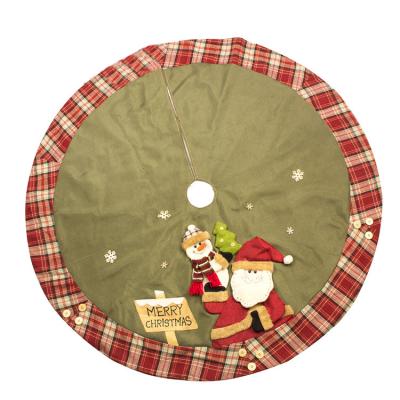 China Home Festival Decoration 120cm Canvas Christmas Tree Skirt Carpet Mat Merry Christmas Decoration Home Under Tree Decorations for sale