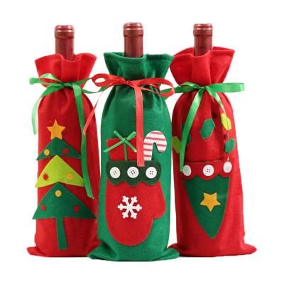 China Santa Christmas Decorations for Santa Wine Bottle Cover Set Snowman Stocking Gift New Year Party Decor Home Supplies for sale