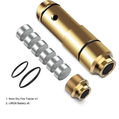 China Tactical 9mm Cal Brass Training Laser Bullet Bore Sight For Dry Firing Training Hunting Red Laser Bore Sight Training Bore Sight for sale