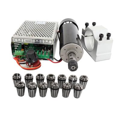 China HanBuild 500w Drip Proof Air Cooled Spindle Motor +13pcs ER11 Chuck + 52mm Flanges + Feed Gear Governo 500W CNC Spindle Motor Kit energy for sale