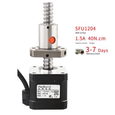 China Hotel HanBuild nema17 ball screw motor 1.5A 40N.CM angle 1.8 degree 17hs4401S-SFU1204 300mm for 3D printer ball screw motor for sale