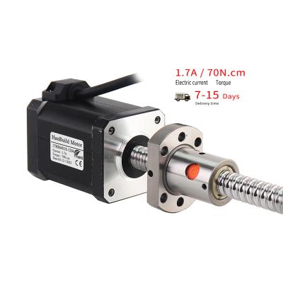 China Hotels HanBuild ball screw linear motor 1.7A 70N.CM 1.8 degree 17hs6401S-SFU1204 300mm for 3D printer ball screw nema17 stepper motor for sale