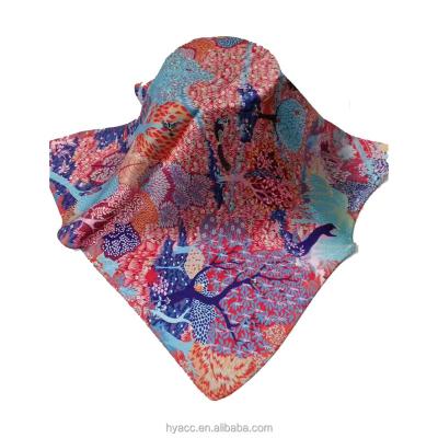 China Soft Smooth Feeling Custom Digital Printing Satin Square Silk Scarves for sale