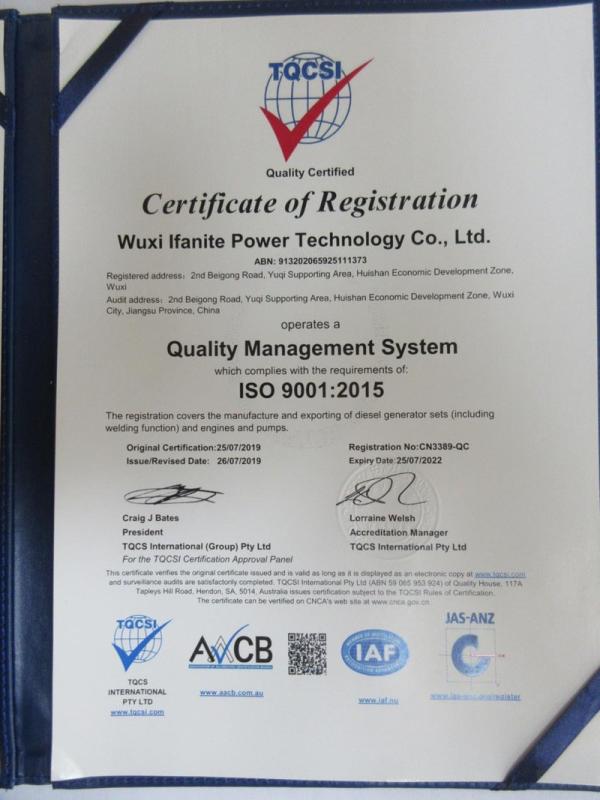 ISO9001 - Wuxi Ifanite Power Technology Co., Ltd.