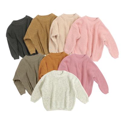 China Breathable Rainbow Spotted Knitted 100% Cotton Kids Sweater Chunky Knit Jumper Plus Oversize Girls Sweaters for sale